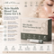 Promotional graphic for the MS & YOU Clinic Skin Health Blood Test Home Kit UK, featuring a close-up of a woman's face, icons detailing the test benefits, a diagram of the test kit components, and a blood test tube.