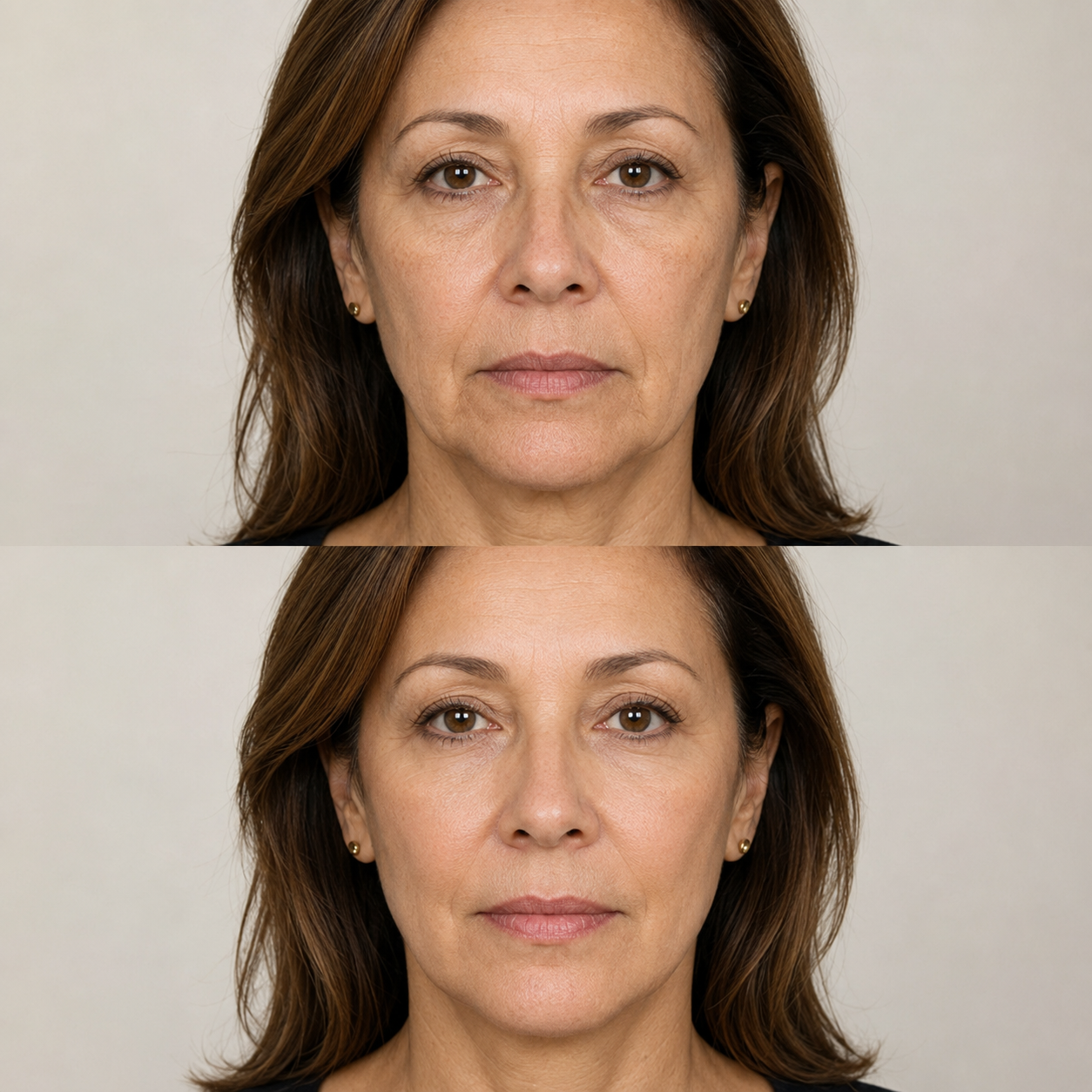 Before and after Radiesse liquid facelift treatment showing improved facial support, smoother contours and a naturally refreshed appearance