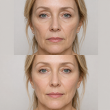 Before and after Sculptra collagen treatment showing improved cheek volume, softened facial hollowing and more balanced facial contours.