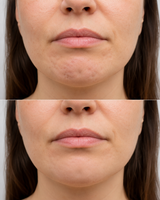 Before and after image showing dimpled chin treatment for chin dimpling and smoother lower face contour at It’s Me & You Skin Clinic in Kingston upon Thames, serving Surrey and London.