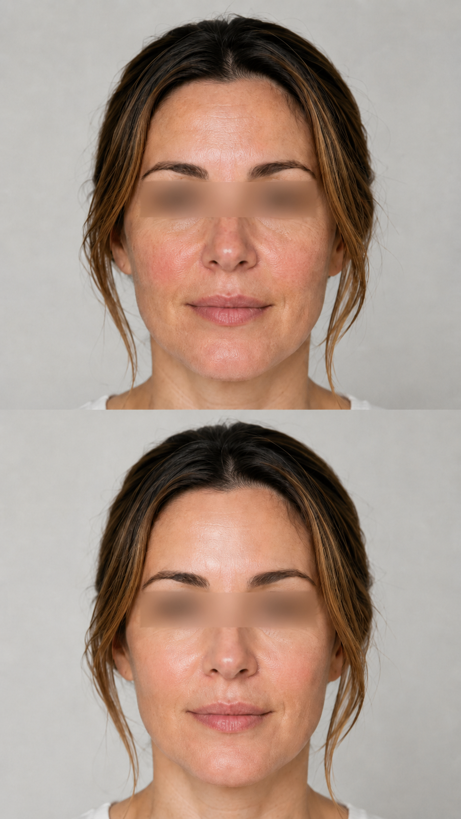 Illustrative before and after portrait showing facial skin looking smoother, brighter and more even after exosome therapy at It’s Me & You Skin Clinic in Kingston upon Thames.