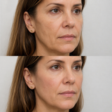 Before and after HArmonyCa treatment showing smoother facial contours, improved cheek support and a naturally refreshed appearance.