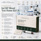 its ME & YOU clinic hsCRP Blood Test Home Kit UK, featuring a beige and white box, a small card, and a pen, set against a blurred laboratory background with informational text and icons.